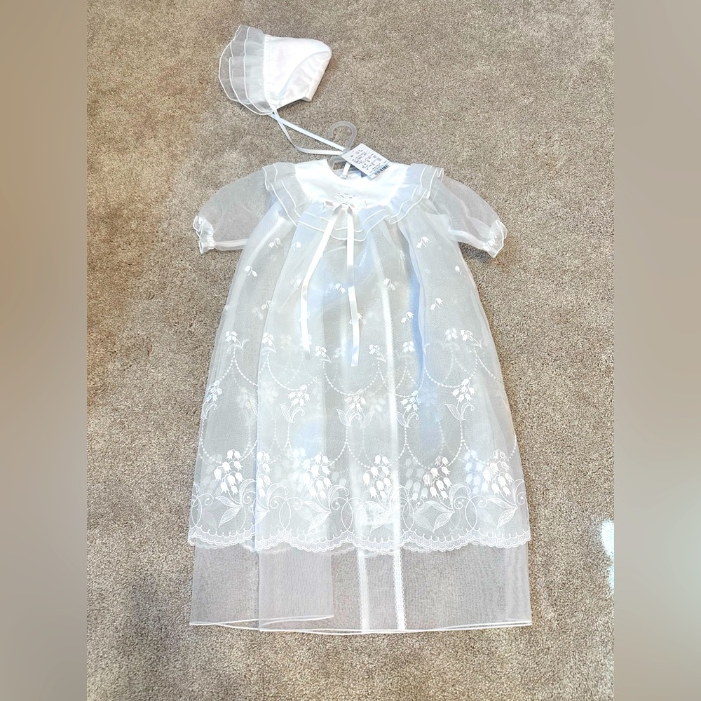 familiar Organza Silk Dress-White